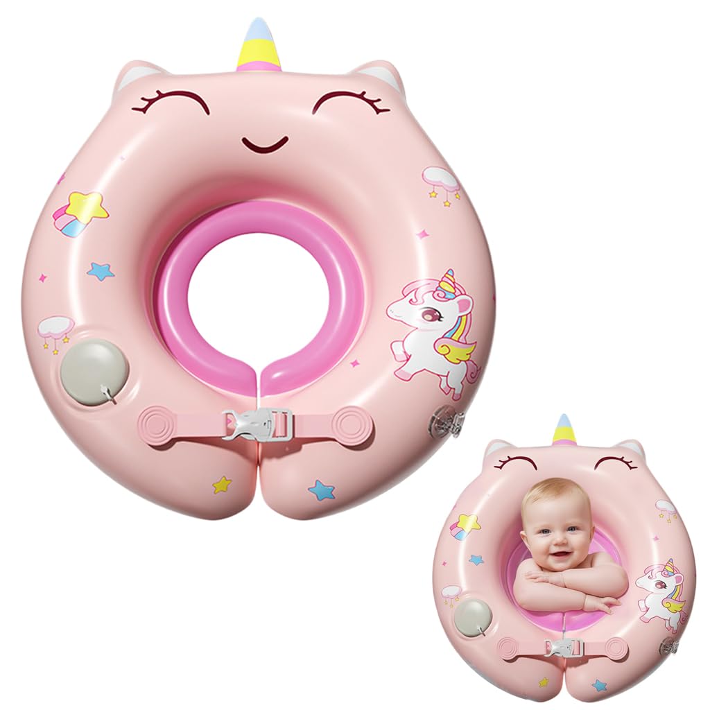 Proberos® Inflatable Baby Float Ring for 0-3 Months Age, Soft PVC Unicorn Swim Ring for Infants & Toddlers, Press-&-inflate Design, Adjustable Float Swim Float Tube for Bathing & Swimming, 12.5-48cm-image-31
