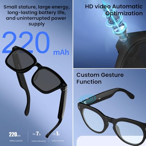 Al Smart Glasses ,1080p HD Camera with Music & Call Features, Ai Bluetooth Glasses for Remote Video Recording, Voice Control,with 32GB Storage for Travel, Sports, Outdoor Use (Anti-Blue Light Lens) - Image 5