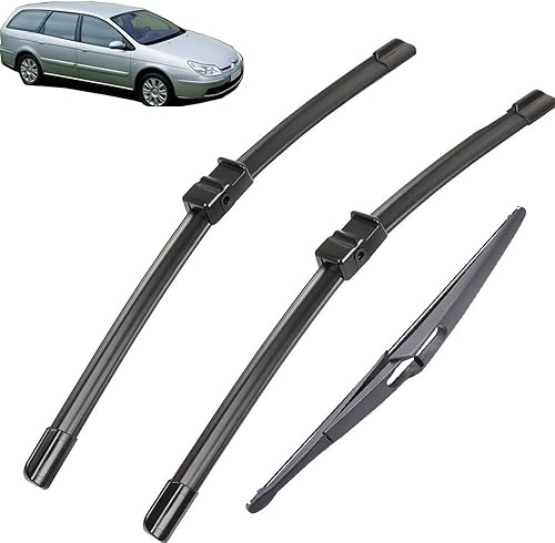 Juego de limpiaparabrisas delantero y trasero compatible con Citroen C5 Estate 2004-2007 limpiaparabrisas limpiaparabrisas de 26 pulgadas, 19