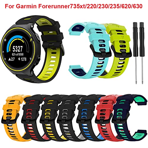 Bracelet de montre en silicone noir gris pour Garmin Forerunner 235 et 735XT - 2