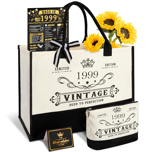 Image of 27th Birthday Gift for Women-Vintage 1999 Canvas Tote Bag,Makeup Bag,Poster