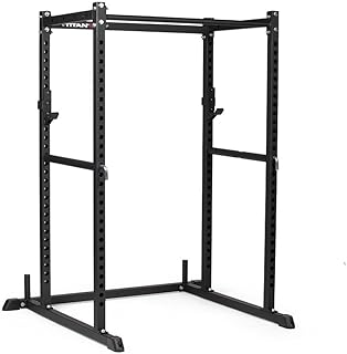 Titan Fitness T-2 Series Short Power Rack, Skinny Pull Up Bar, Pin and Pipe Safeties, Standard J-Hooks, for Home Garage Gym Weightlifting and Strength Training