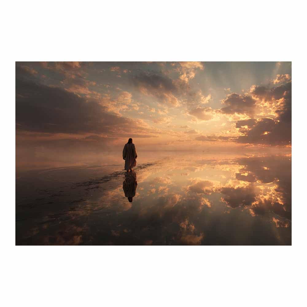 ZAMAEIU Christ Religions Canvas Wall Decor Water's reflection Modern Abstract Religious Posters Prints for Living Room Bedroom Church Home Decoration(blue)-30x50cm Unframed