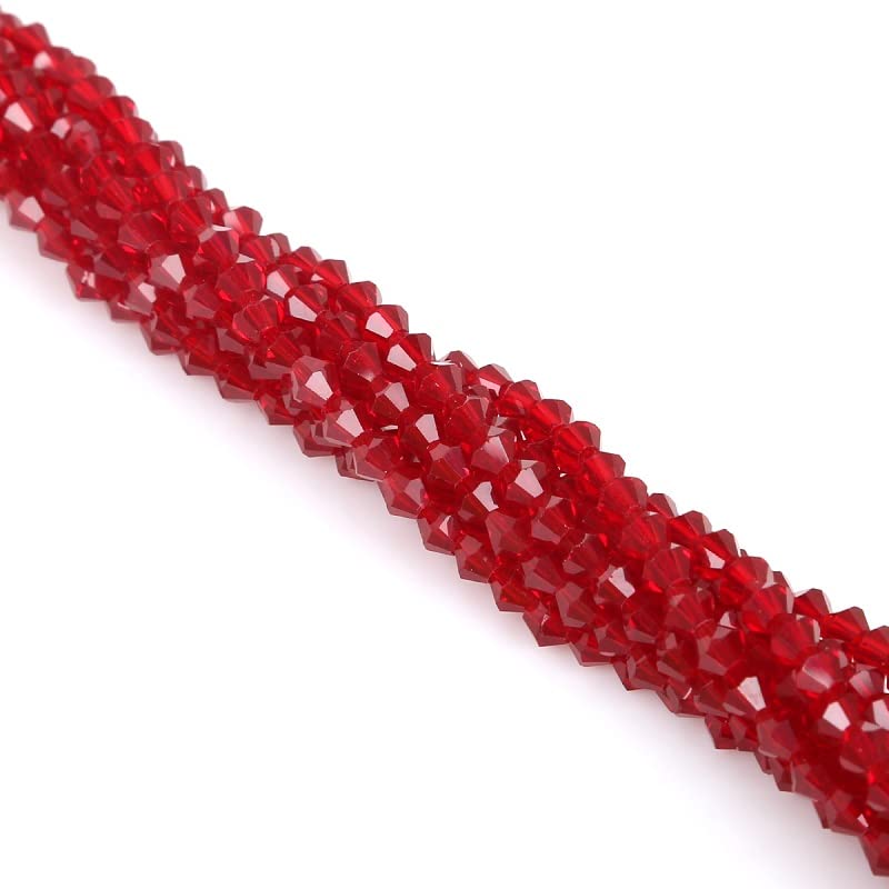 4MM 50/100Pcs Faceted Crystal Glass Beads Loose Spacer Beads for Necklace Bracelet DIY Jewelry Findings - (Color: Pomegranate Red/Item Diameter: 4mm 1Article(50Pcs))