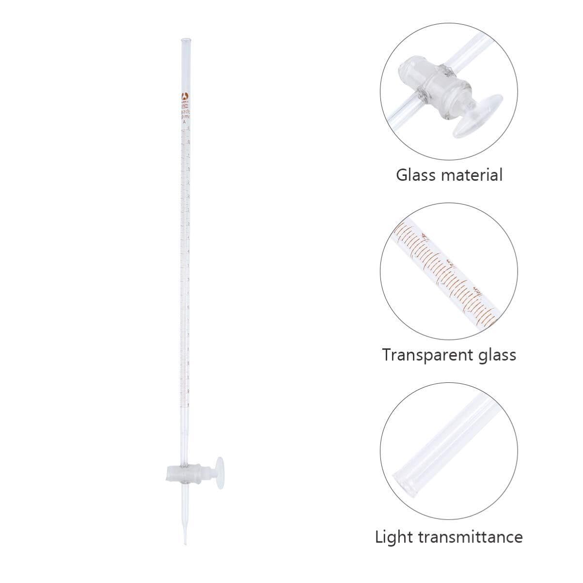 Microbureta, Bureta Transparente 10ml 25ml 50ml de la valoración del Vidrio de Borosilicate for Las escuelas de los Laboratorios(25ml)