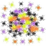 Plastic Spiders Halloween Decorations, 50PCS Realistic Halloween Spider, 4 Colors Fake Spiders, Mini Small Scary Spiders Toys Halloween Prank Props for Halloween Home Indoor Party Decorations Supplies