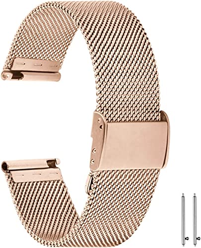 Aliwisdom Universal Correa de Reloj 18mm 20mm 22mm para Smartwacth, Reloj Inteligente Pulsera de repuesto Metalica de Malla de Acero Inoxidable de liberación rápida watch strap (Oro rosa, 22mm)