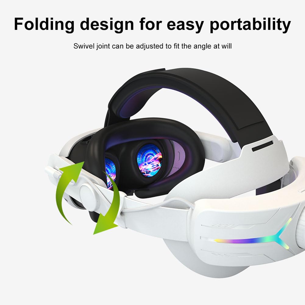 Head Strap Battery Pack for Meta Quest 3, Replacement Elite Strap 8000mAh Enhanced Comfort and Extended Gaming Time with RGB Light for Quest 3 VR Headset