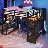 Autheria Letto a soppalco in Metallo per Gaming, 140x200 cm,Letto a Castello Matrimoniale ...
