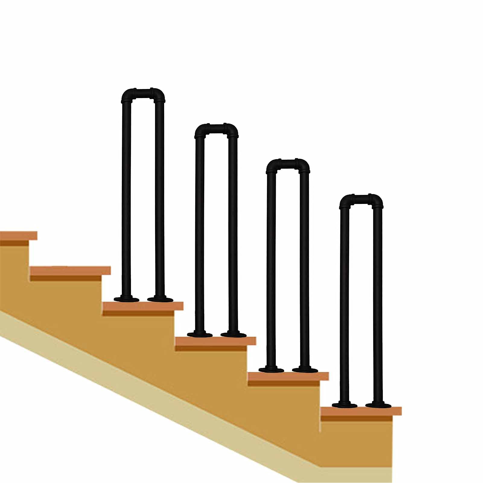 Rampe d'escalier en fer forgé noir mat en U pour sécuriser vos marches