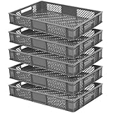 5x Stapelkorb, lebensmittelecht, LxBxH 600x400x90 mm, grau