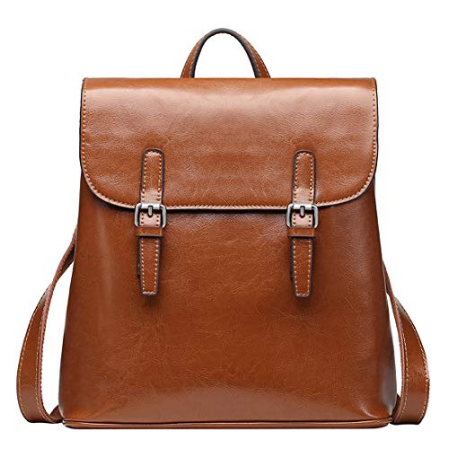 On Clearance Sale Heshe Women’s Casual Leather Backpack Daypack for Ladies (Brown)