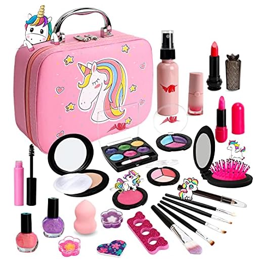 Washable Makeup Girls Unicorn Toys - Real Make Up Set Washable Make up Kit for Toddler Kids Girl Children Princess Pretend Play Christmas Birthday Gift Toys for Girl Aged 3 4 5 6