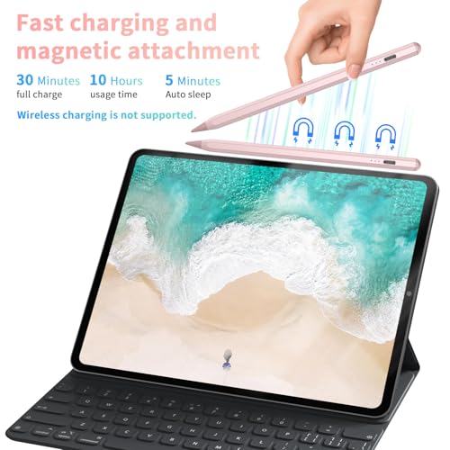 Image of HZD Apple Pencil for iPad 2025-2018 Faster Charge Stylus Pen,Rose | with Tilt Sensitivity & Palm Rejection & Magnetic Compatible iPad 11 /10 /9 /8 /7 /6, Pad Air 3 /4 /5, Pro 12.9 inch /11 inch,Mini 6 /5, M2 /M4