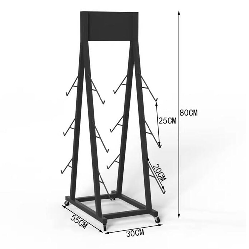 Generisch Schwarzes Metall-Snowboard- und Ski-Aufbewahrungsregal, doppelseitiger Bodenständer für Garage/Werkstatt, 30 x 55 x 80 cm, robuster Ski-Parkplatz-Organizer