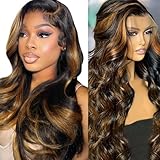 22 Inch Ombre Lace Front Wig Human Hair Pre Plucked With Baby Hair 1B/30 Highlight 13x6 Lace Front Wigs Human Hair 180% Density Colored Wigs Body Wave Brown Glueless HD Lace Frontal Wigs For Women