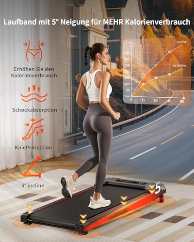 Anylife loopband, bureau Walking Pad, loopmat met helling, compacte Treadmill, loopmachine, stille loopmat, LED display, loopband voor thuis 150kg - Afbeelding 5