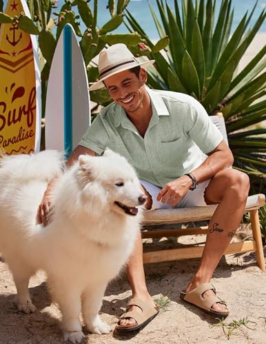 COOFANDY Men's Short Sleeve Button Down Shirt Casual Linen Shirts Summer Beach Vacation Shirt with Pocket4