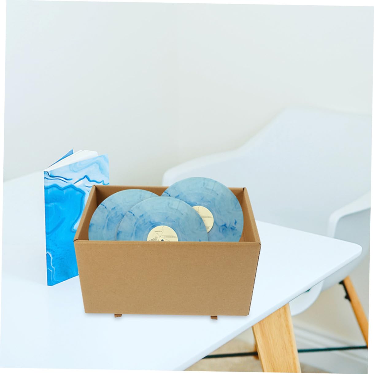 4 Pezzi Scatola Portaoggetti in Carta con Coperchio, Organizer Ufficio Documenti, Capacità Ottimale per Mantenere Ordine e Spazio Ordinato, Design Semplice e Resistente