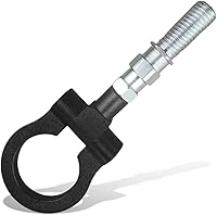 GAOLAOSY Foldable Aluminum Car Front Bumper Tow Hook - Screw-in Decorative Trailer Pull Ring for SUV Truck (Black)
