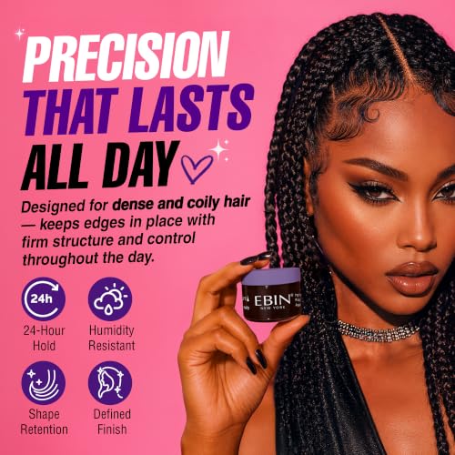 Image of EBIN NEW YORK 24 Hour Edge Tamer Extra Mega Hold, Edge Control, 0.5 Fl Oz | Edge Control Gel with Argan Oil & Castor Oil, No White Residue, Sleek Natural Hair, Styling Products for Women