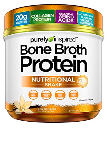 Bone Broth Protein Powder | Purely Inspired Bone Broth Collagen Protein Powder | Includes Essential Amino Acids :Collagen Protein | Zero Sugar, Zero Carbs | Smooth Vanilla Protein Powder, 15 Servings