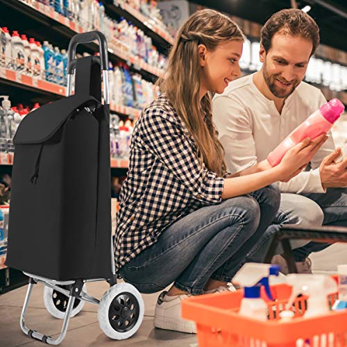 Giantex Shopping Trolley Grocery Cart, Lightweight Push Cart With Large Capacity, Shopping Bag With 2 Rolling Wheels, Heavy-Duty Pull Cart, Collapsible Trolley Bag On Wheels #TOP1