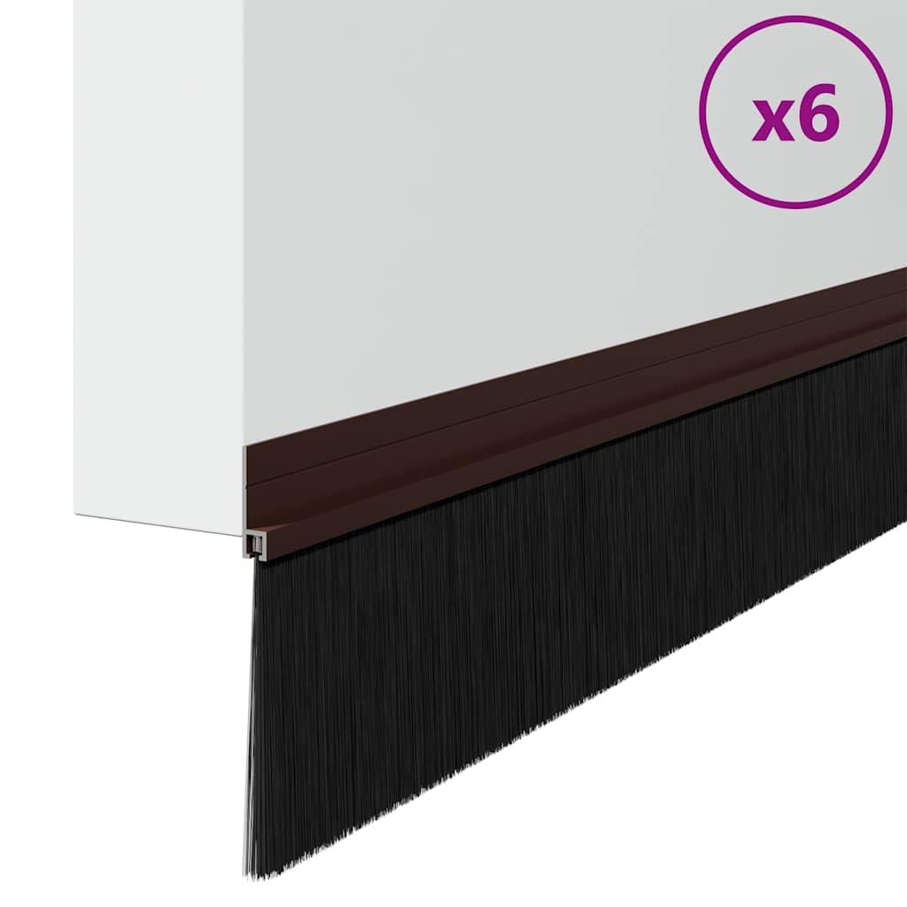 Guarnizione a spazzola per porta, set da 6 pezzi, 100 cm, marrone, autoadesiva, paraspifferi per porte, contro freddo, rumore e polvere, scopa in alluminio per interni