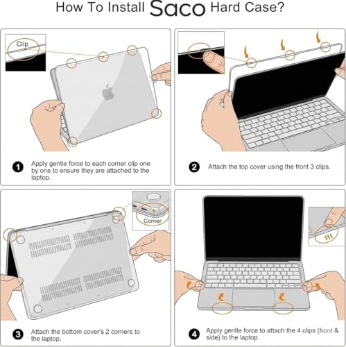 Image of Saco MacBook Neo Case Compatible with 13 inch 2026 Release Model A3404 with A18 Pro Chip, Precision Fit Crack & Scratch Resistant Protective Hard Shell Case Cover, Crystal Black