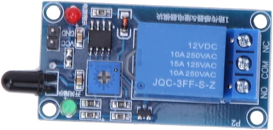 Oumefar Flame Sensing Relay Module Fire Detection Detector Sensor Fire Detector 760~1100nm Adjustable Sensitivity Stable Easy Wiring IR for Fire Alarms