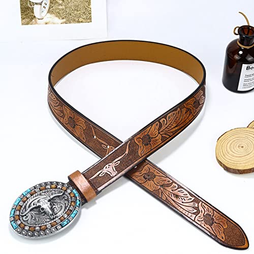 Vintage Western Belt Cowboy Belt With Big Buckle Beaded Leather Buckle Jeans Vintage Western2