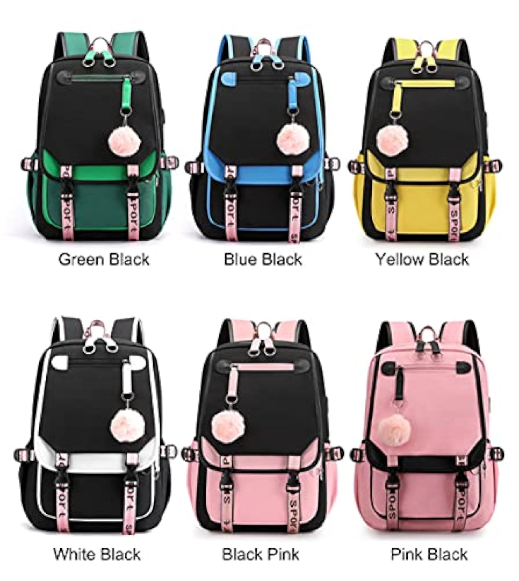 Teenage Girls' USB Charging Backpack for School