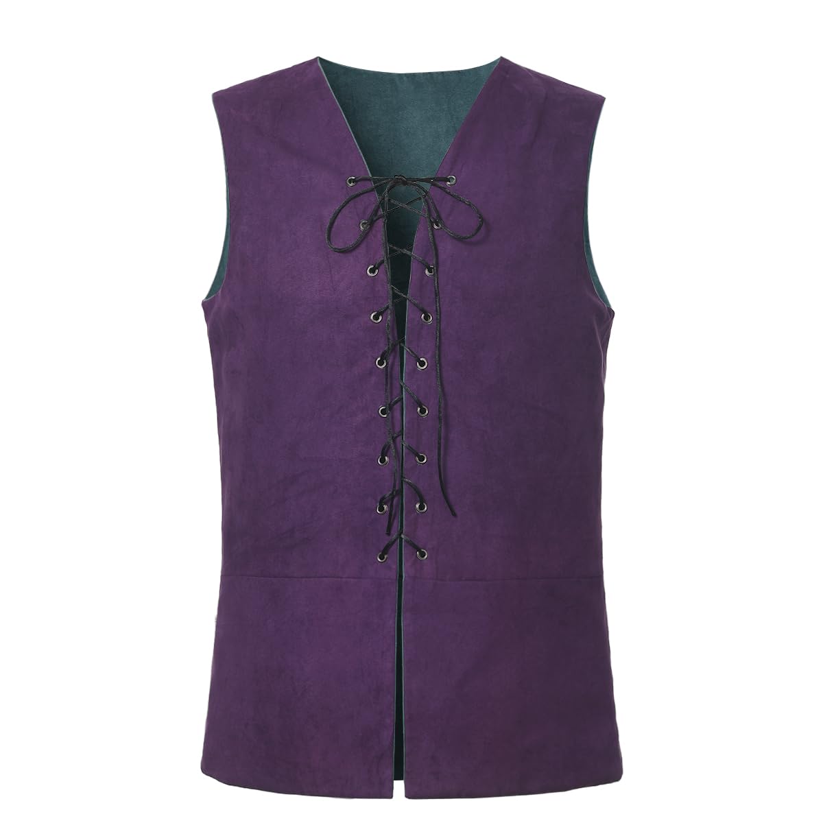 GRACEART Renaissance Men's Lace-Up Suede Leather Reversible Vest Medieval Pirate Gothic Waistcoat(Only Vest) — image 1