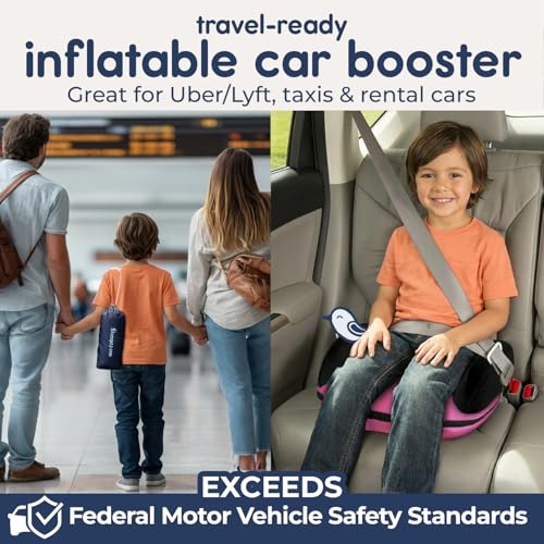 Hiccapop UberBoost Inflatable Booster Car Seat | Blow up Narrow Backless Booster Car Seat for Travel | Portable Booster  - Additional View