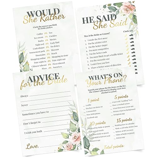 Bridal Shower Games + Advice Cards - For 30 Guests