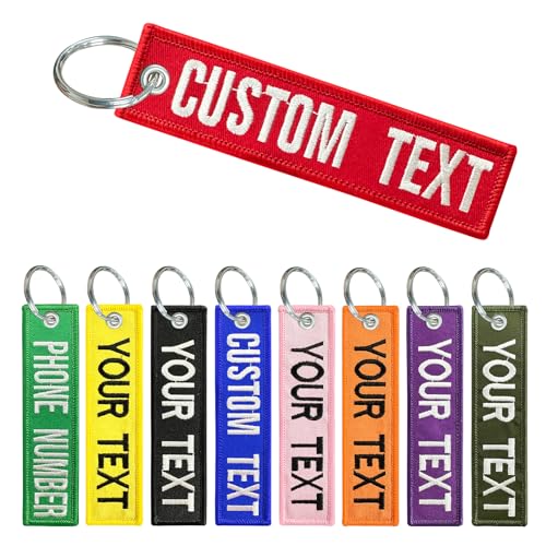 2PCS Porte - clés personnalisé, double face brodé votre texte, accessoires de porte - clés de voiture moto scooter de vélo, cadeaux pour hommes et femmes