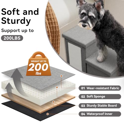 Image of Zerbuger Wider Dog Ramp for High Bed with Storage 18 inch H,Cat Scratcher, Foldable Dog Stairs for Small Medium Large Older Senior Animal, Sturdy Step for Climbing Bed or Couch, Arthritis-Friendly | 18 inch H Small Dog Steps for High Beds Couch, Folding Storage Pet Stairs Gift for Climbing Small /Medium /Large Old Dogs Cats