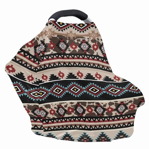 Image of Fashion Tribe Aztec Pattern Baby Multi-use Cover, Mother Nursing Cover,Comfortable Stretchy Nursing Scarf Shopping Cart Cover Fit for Baby Stroller and Mom