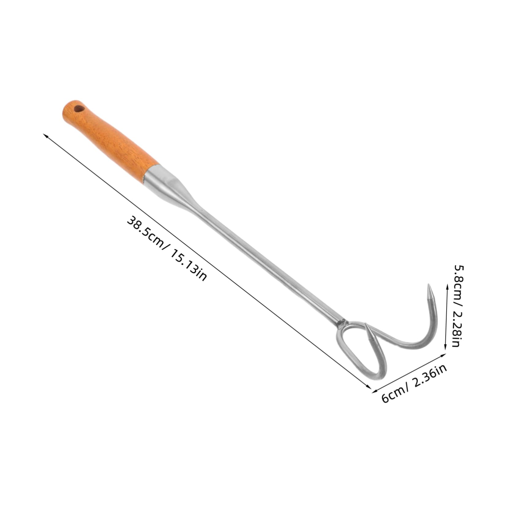 BESPORTBLE Grill Accessory Heavy Duty Meat Hook Double Hook Meat Flipper BBQ Meat Grabber Outdoor Cooking Tool Wooden Handle