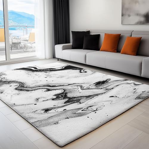 Genérico Gris Alfombra Lavable a máquina 80 x 150 cm, Textura De Tinta De Mármol AbstractaAlfombra Antideslizante Resistente a Las Manchas, para salón, Dormitorio, Oficina y decoración del hoga