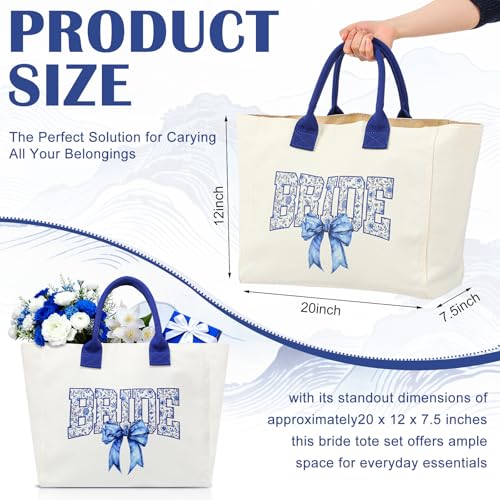 Image of Huhumy Bride Tote Bag Gifts Wedding Large Bridal Shower Pearl Rhinestone Tote Reusable Grocery Bags for Beach Bachelorette