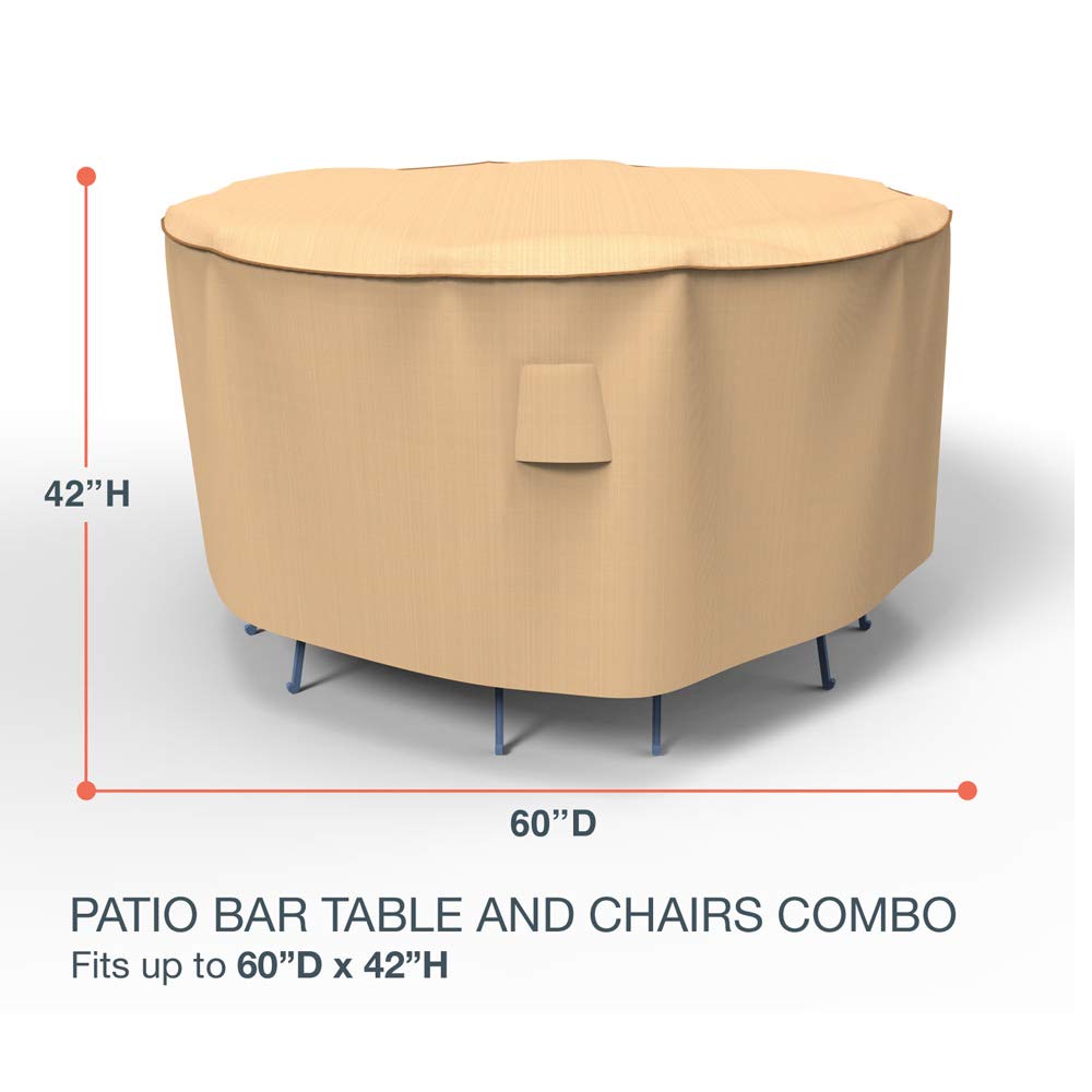 EmpirePatio Select Tan Patio Bar Table and Chairs Cover, 60