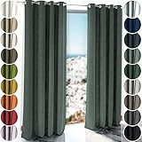 Schuette® Verdunkelungs-Vorhang Gardine mit Ösen ● Millenium Velvet: Isle of Pines (Dunkelgrün) ● 150x135 cm Höhe x Breite (1 Stück) ● Knitterfrei Pflegeleicht Thermo Blickdicht & stark Abdunkelnd