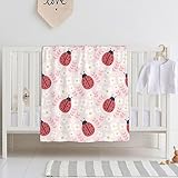 Cute Ladybug Baby Blanket for Girls & Boys, Soft Plush Throw Blanket, Toddler & Newborn, Nursery, Stroller, Crib, Shower Gift - 30x40 Inches