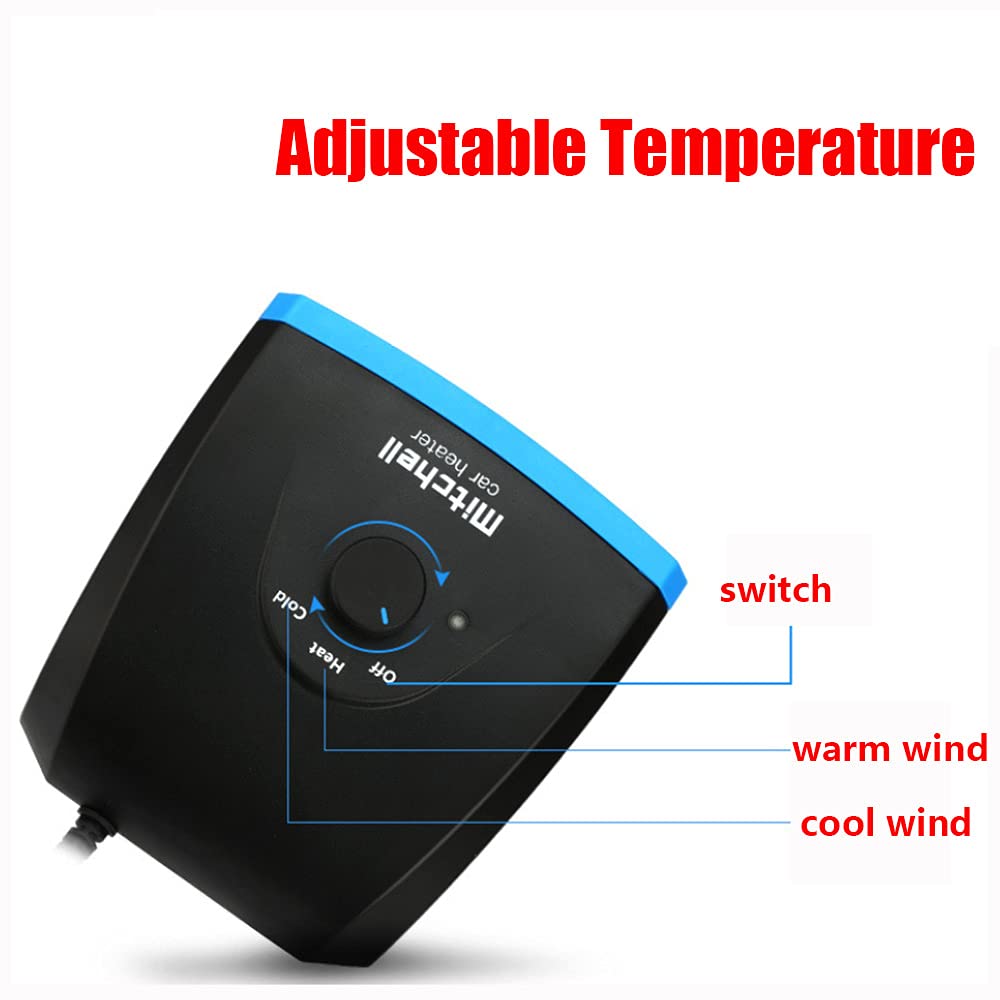 Auto-Heizungs-Entfroster, TOTMOX 12V 150W 2-in-1 Tragbarer elektrischer Kühl-Heizlüfter, 360° drehbares Fenster Demister Windschutzscheiben-Entfroster Zwei Installationsarten mit Clip und Sauger