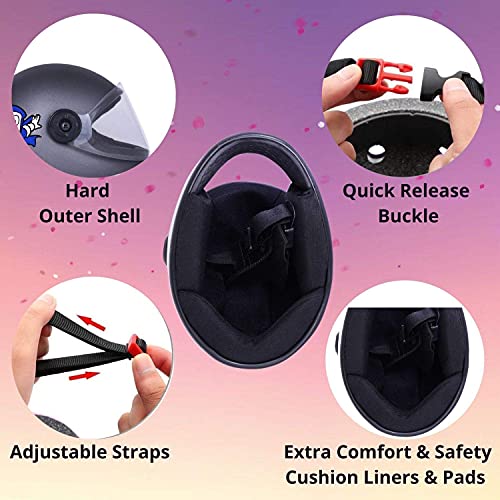 Image of Sage Square Adjustable Cartoon Design Full Face Helmet for Kids Baby Safety and Comfort. (3-12 Yrs) (Grey Matte)