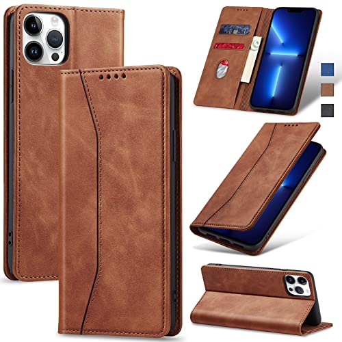 Image of Jasonyu Flip Wallet Case for iPhone 13 Pro,Brown
