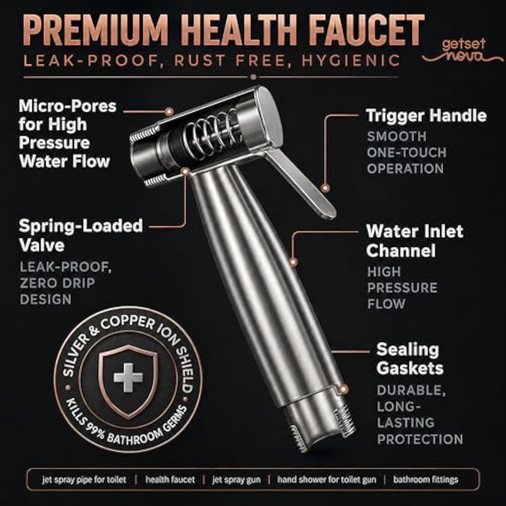 Health Faucet Stainless Steel Handheld Bidet