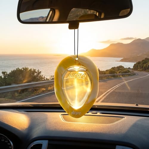 Image of Airpro Essentials Citrus Grove Hanging Gel Car Air Freshener | Leak-Proof Car Perfume | Long Lasting 30 Days | Energizing Citrus Fragrance | Hanging Car Perfume | Car Accessories 2026 (11.3g)