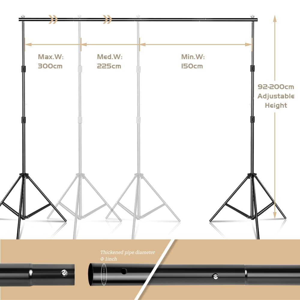 LEADZM Kit Studio Photo et éclairage, 2m x 3m Système de Support de Toile de Fond, Ampoules LED Parapluie Continu pour Portrait et Photographie Vidéo (LE002)